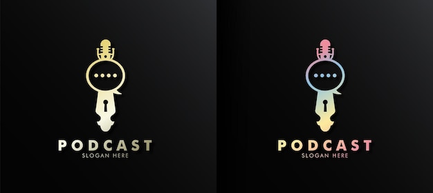 Chat podcast logo, key podcast logo, podcast logo, podcast cover, business logo, logo design, mic