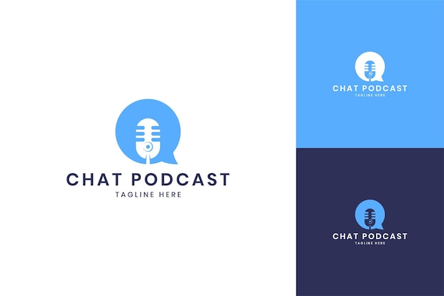 Chat podcast negative space logo design