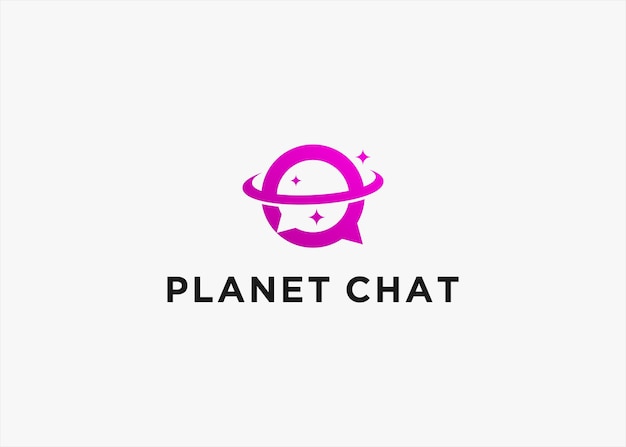 chat with planet logo design vector silhouette illustration