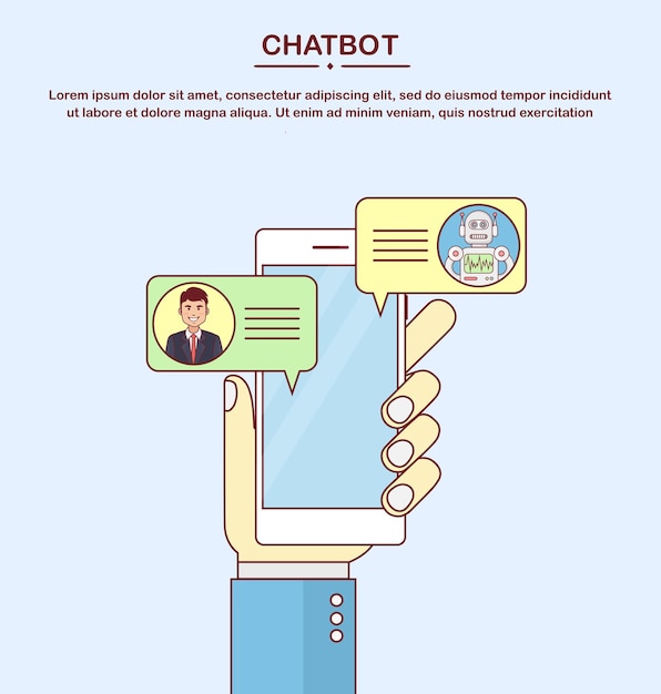 Chatbot concept. User chatting with chat bot on smartphone