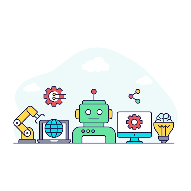 Chatbot illustration in flat design