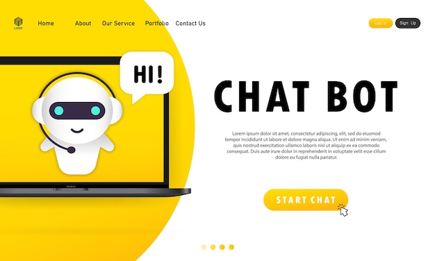 Chatbot in laptop illustration