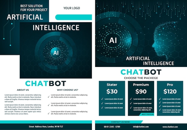 Chatbot vector flat banner design Business banner template with illustration of AI