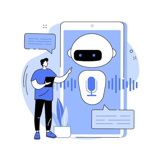 Chatbot voice controlled virtual assistant abstract concept vector illustration