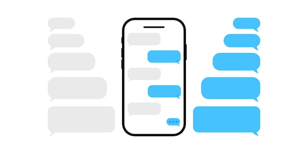 Vector chatting in smartphone send or receive sms on app speech bubble message on phone