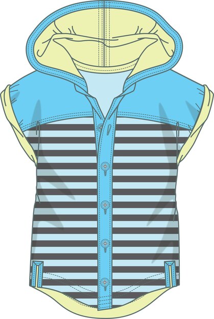 Vector cheak winter vest vector illustration template tech pack technical drawing flat sketch flat drawing