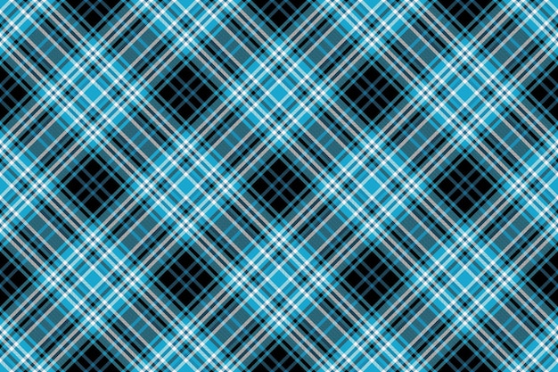 Check background pattern of seamless plaid vector with a textile tartan fabric texture in cyan and black colors