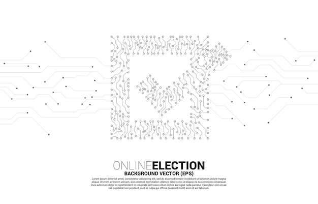 Check box icon from dot connect line circuit board style. concept for election vote theme background.