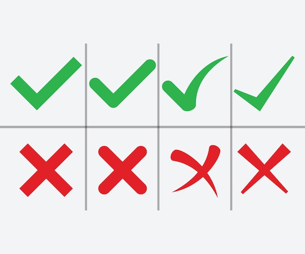 Vector check and cross symbols vector design