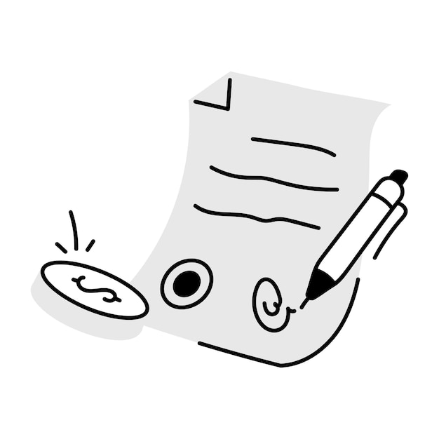 Check hand drawn icon of agreement terms