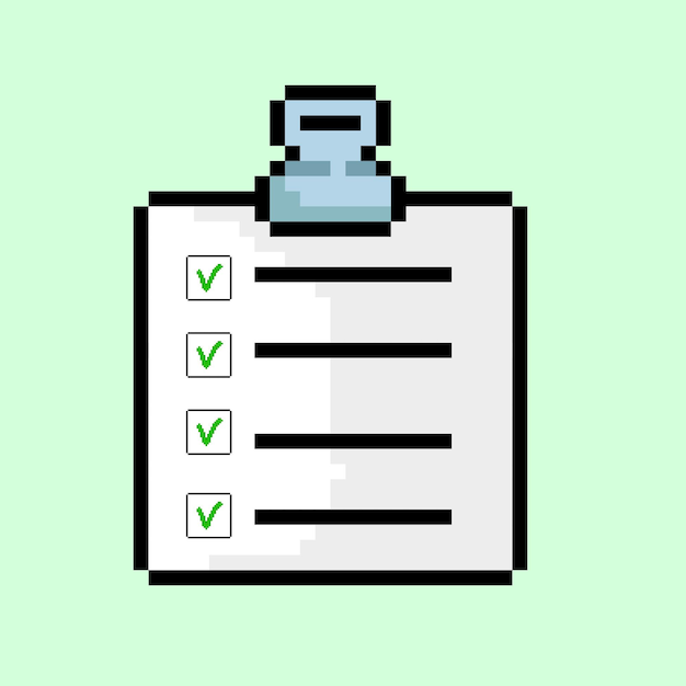 check list document with pixel art style