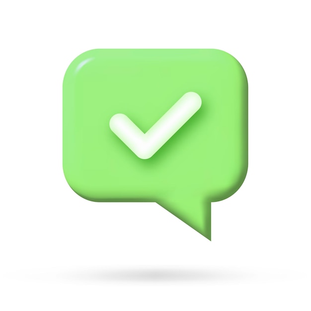 Check mark confirmation and approval icon Vector 3d illustration