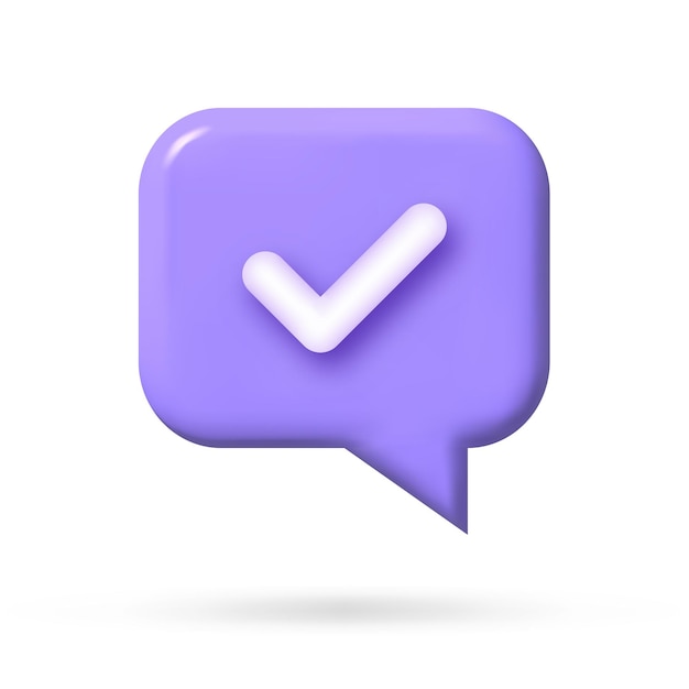 Check mark confirmation and approval icon Vector 3d illustration