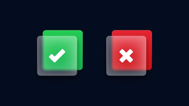 Check mark and cross mark icons