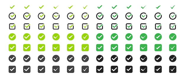 Check mark icon set Set of big checkmark symbol collection Vector illustration Tick icons Correct vote choise