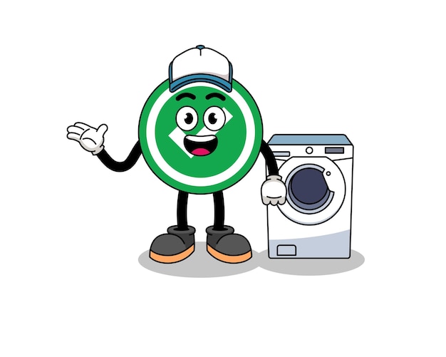 Check mark illustration as a laundry man character design