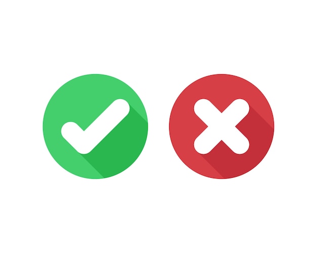 Check marks Tick and cross vector icons Yes and No symbols Vector illustration