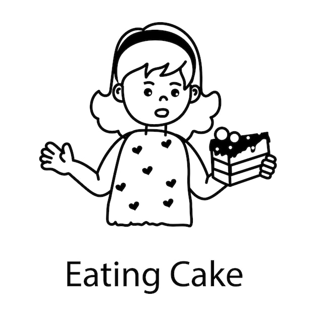 Check out doodle icon of eating cake