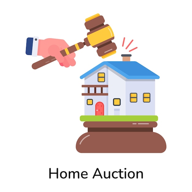 Vector check out flat icon of home auction