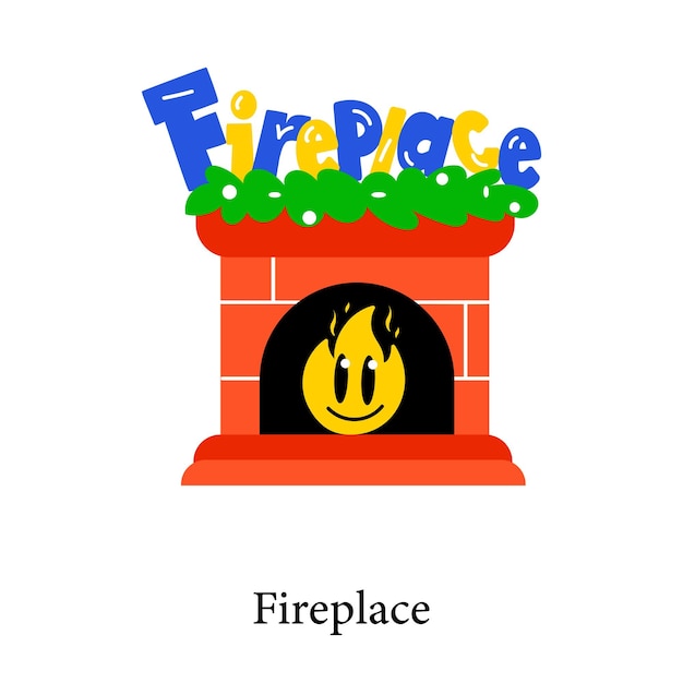 Check out flat sticker showing a christmas fireplace