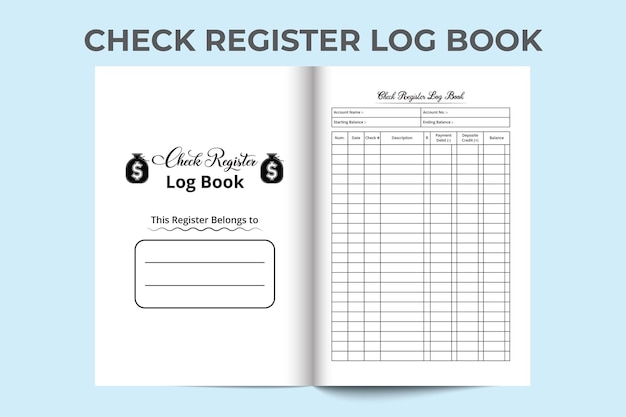 Check register KDP interior journal. Balance checkbook and transaction tracker. KDP interior journal. Check register log book and balance checker. Bank deposit and transaction tracker notebook.