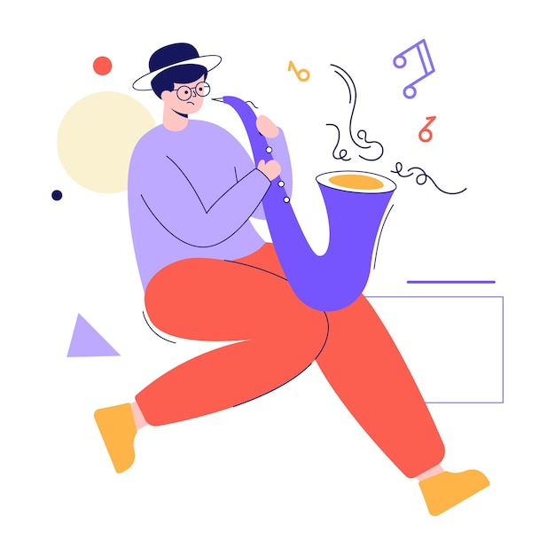 Check this animated flat illustration of saxophonist