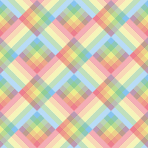 Checked plaids in pastel background Abstract art seamless pattern of square Pastel design Vector