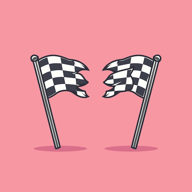 Checkered Finish Line Flags on Pink Background