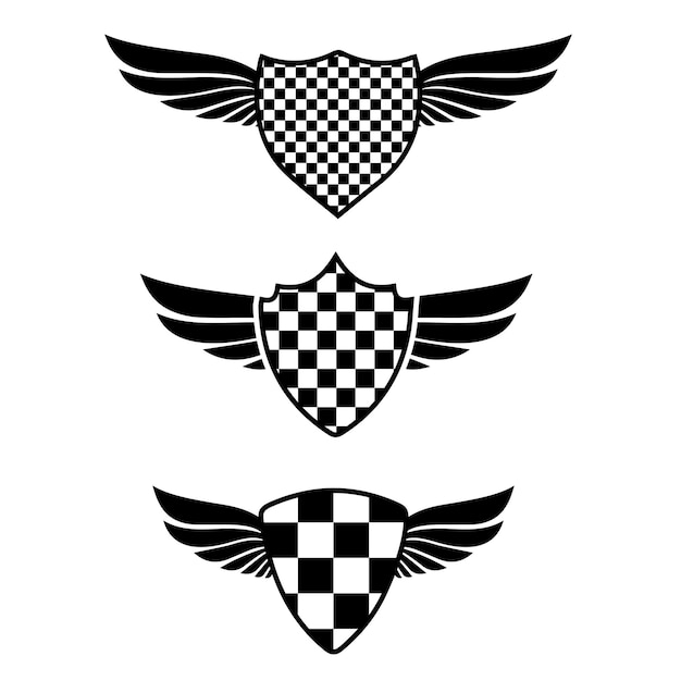 Checkered flag shields set