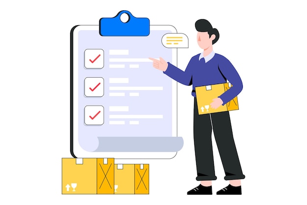 Checking Inventory flat style design vector illustration. stock illustration