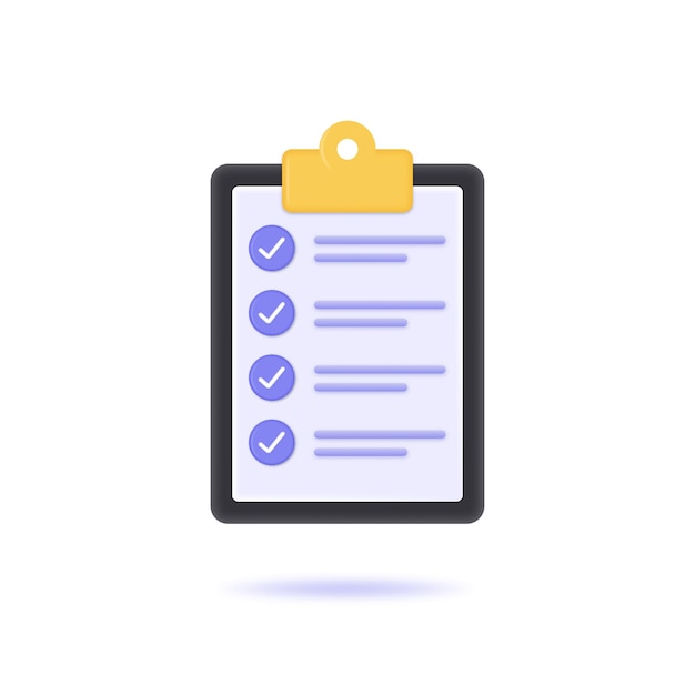 Checklist 3d with check marks the concept of a completed task work plan test or exam
