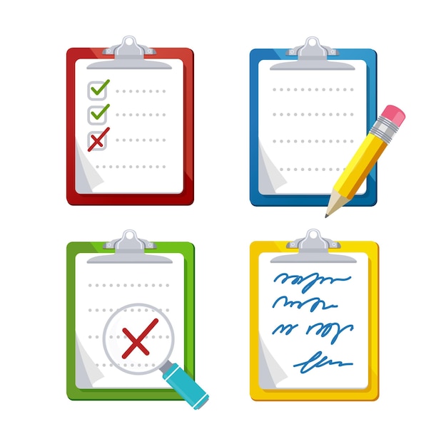 Checklist Dashboards Survey Icon Set Vector