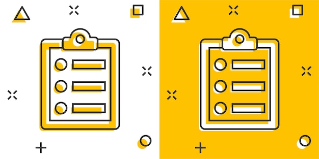 Checklist document sign icon in comic style