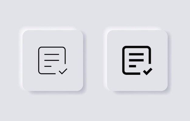 Checklist icon file document checked symbol in neumorphism buttons ui user interface icons