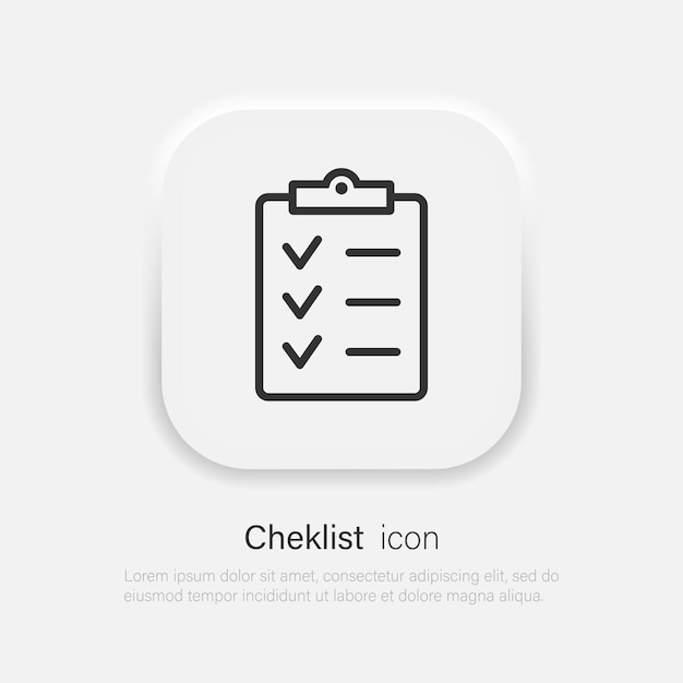 Checklist vector icon in white and black colors with shadows Neumorphism soft style symbol Vector EPS 10