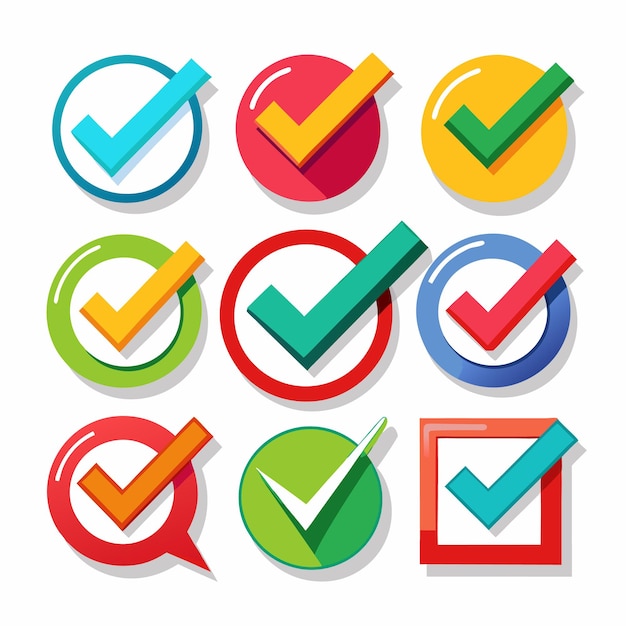 Checkmark icon Checkmark vector set Checked check box sign Approved symbol Illustration