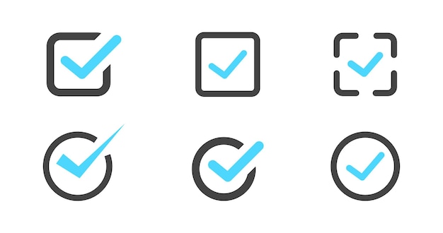 Checkmark icon set Vector isolated illustration Tick icons collection