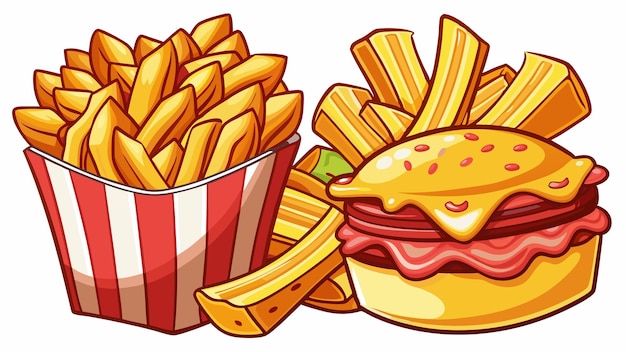 Vector cheddar and bacon fries and chips on transparent background remove png clipping path