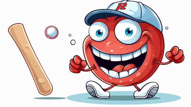 Cheerful Baseball Cartoon Vector Illustration