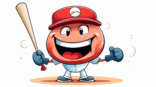 Cheerful Baseball Cartoon Vector Illustration