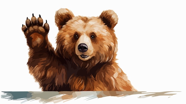 Cheerful Bear Hand Drawn Digital Painting Illustration