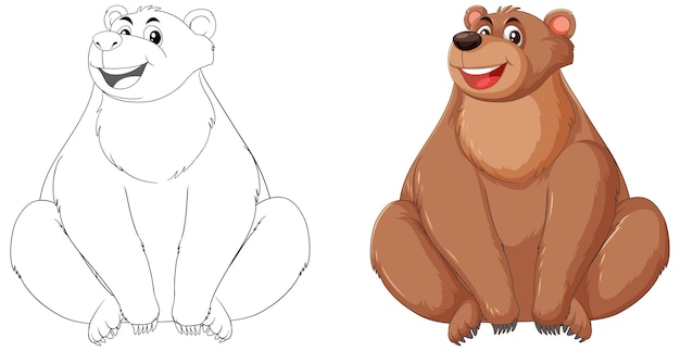 Cheerful Bear Illustration Before and After