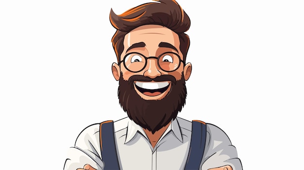 Vector cheerful bearded man illustration a smiling cartoon character with beard in vector art