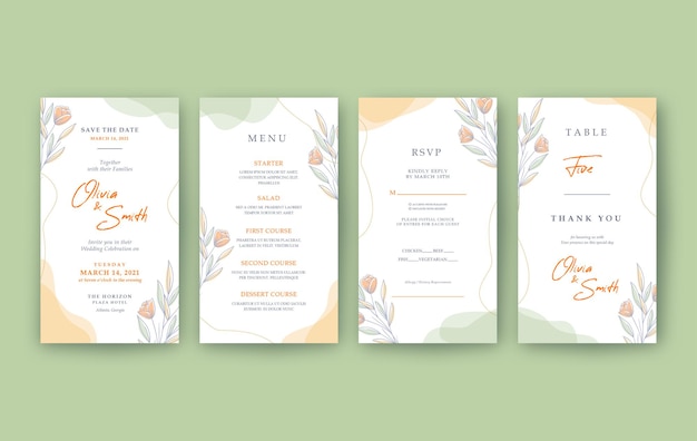 Cheerful and beautiful vertical wedding invitation template