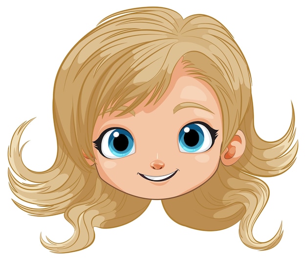 Vector cheerful blonde girl cartoon portrait