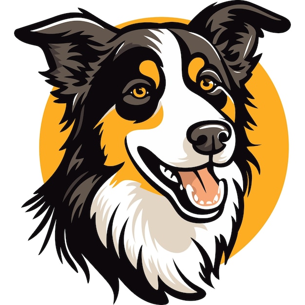 A cheerful border collie with a big friendly smile perfect for branding pet products and dogthemed designs