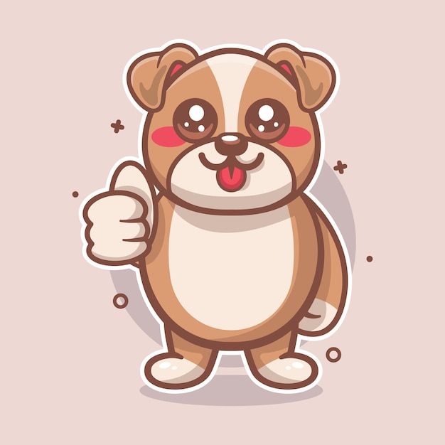 cheerful bulldog animal character mascot with thumb up hand gesture isolated cartoon