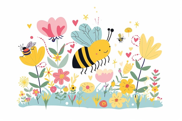 Vector cheerful bumblebee illustration