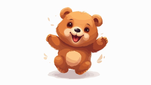 Vector cheerful cartoon bear jumping happily cute and energetic wildlife character illustration