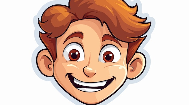 Cheerful Cartoon Boy Sticker Illustration for Design Projects